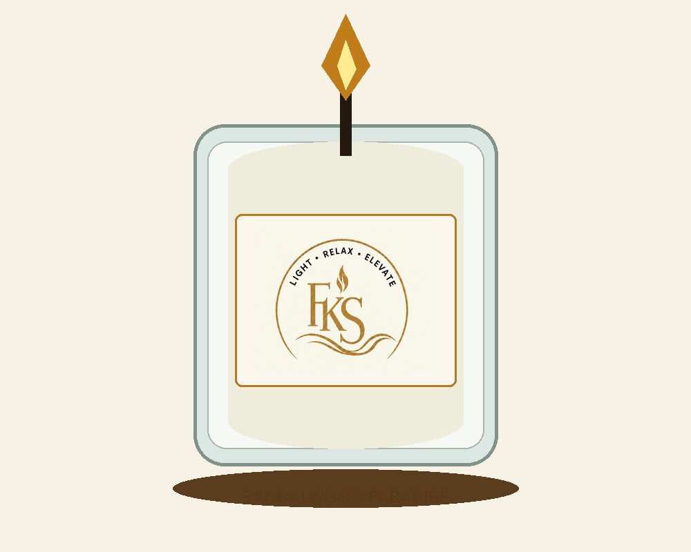 SANDALWOOD PARADISE clear FKS logo candle